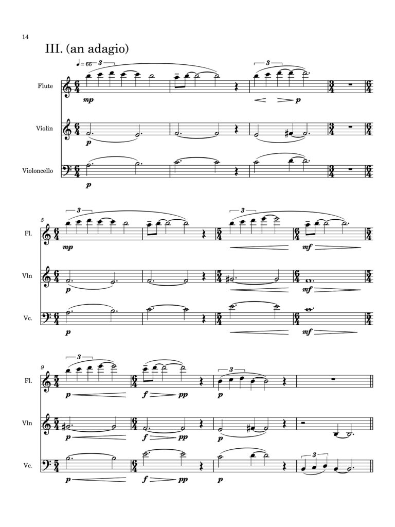 Image of page one of Suite for Ten Instruments: III. (an adagio)