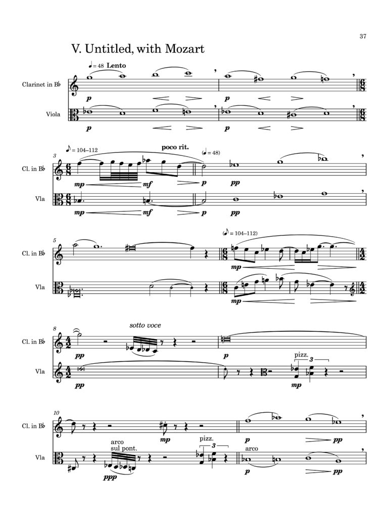 Image of page one of Suite for Ten Instruments: V. Untitled, with Mozart
