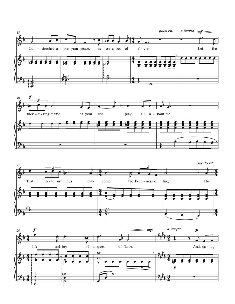 Second page of the musical score for The Giver of Stars by Daniel Gilliam, poem by Amy Lowell